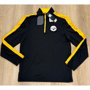 NWT Men's Antigua Pittsburgh Steelers 1/4 Zip Pullover - Small -Black/Gold